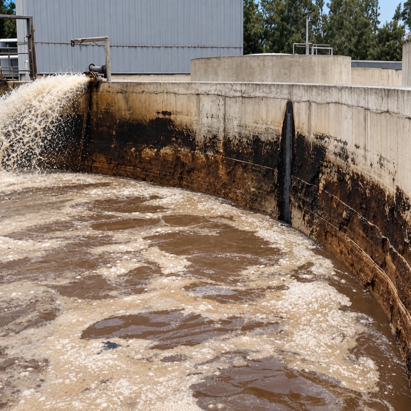 Bassin de traitement des eaux équipé pour la neutralisation des odeurs